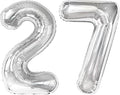 Silver Number 27 Birthday Balloon 40 Inch, Digital Balloons by Upgesy