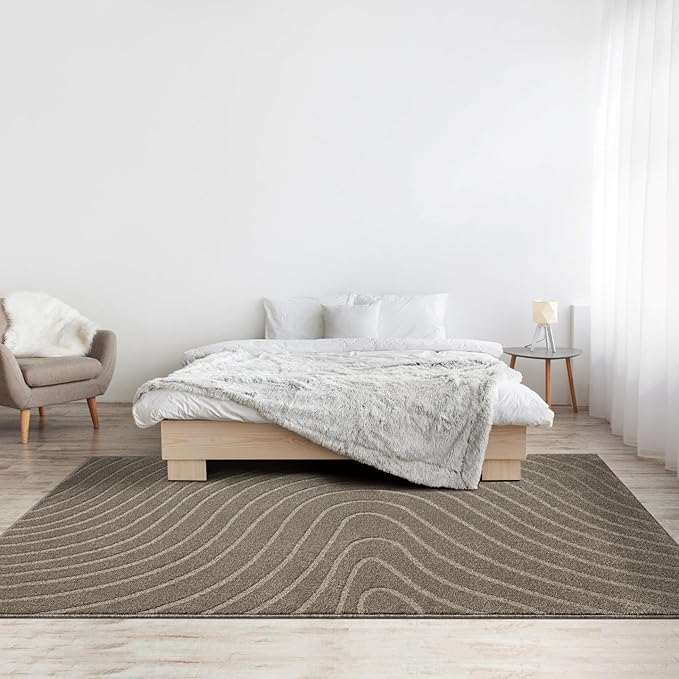 LUXE WEAVERS Modern Geometric Wave Taupe 5x7 Area Rug - Image 9