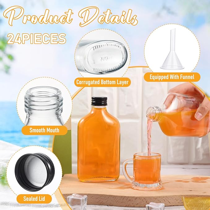 Gejoy 24 Pcs Mini Liquor Bottles Reusable Glass Flask Bottles - Image 4