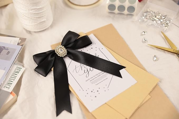 Black Satin Ribbon 1 inch X Continuous 100 Yards, Single Face Polyester Ribbon - Image 7