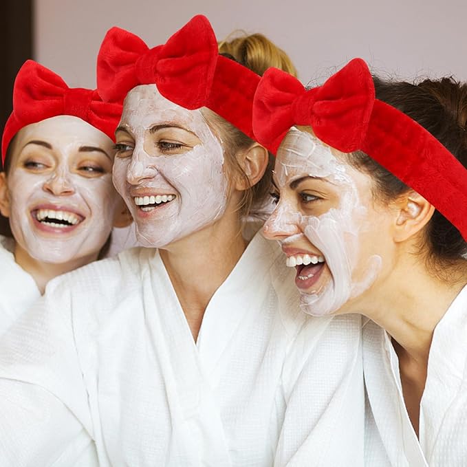 Semato 8 Pcs Red Spa Headband Skincare Headbands - Image 4