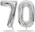 Silver 70th Birthday Balloons for Men, 40 Inch Mylar Self Inflating 70 Balloon by Lingqiang