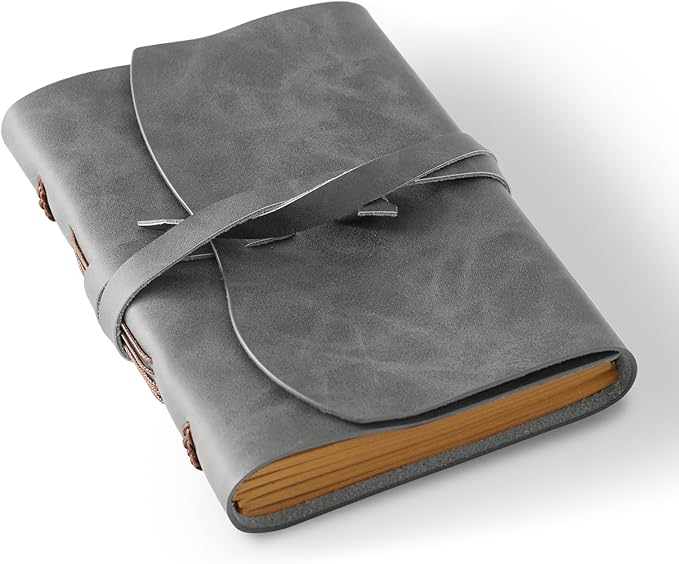 Leather Journal Notepad, Small Notebook 4.8x6.5 Inches, Mini Journal, Retro by RILIHO