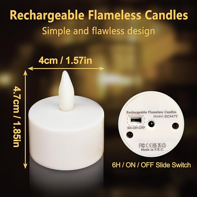 Rechargeable Tea Lights, Flameless LED Candles - Image 2