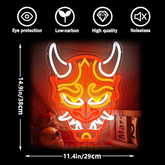 Prajna Mask Neon Signs Hannya Mask Neon Sign Led Neon Signs - Image 6