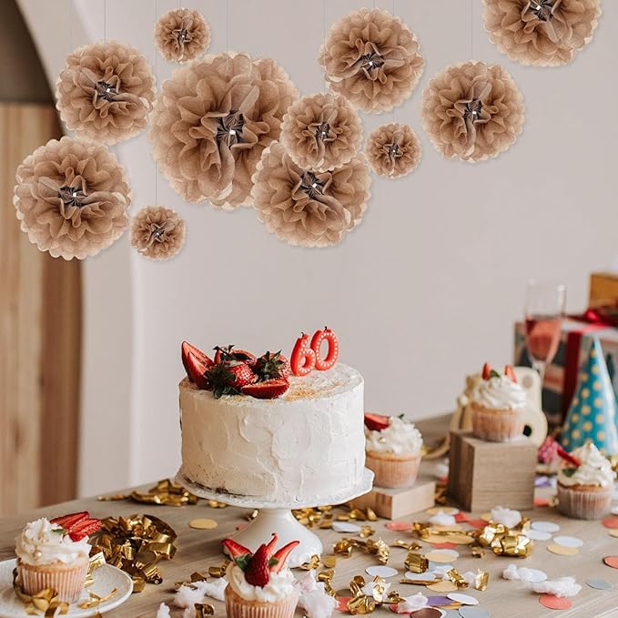 Tissue Paper Pom Poms, Hanging Flower Balls - Image 3