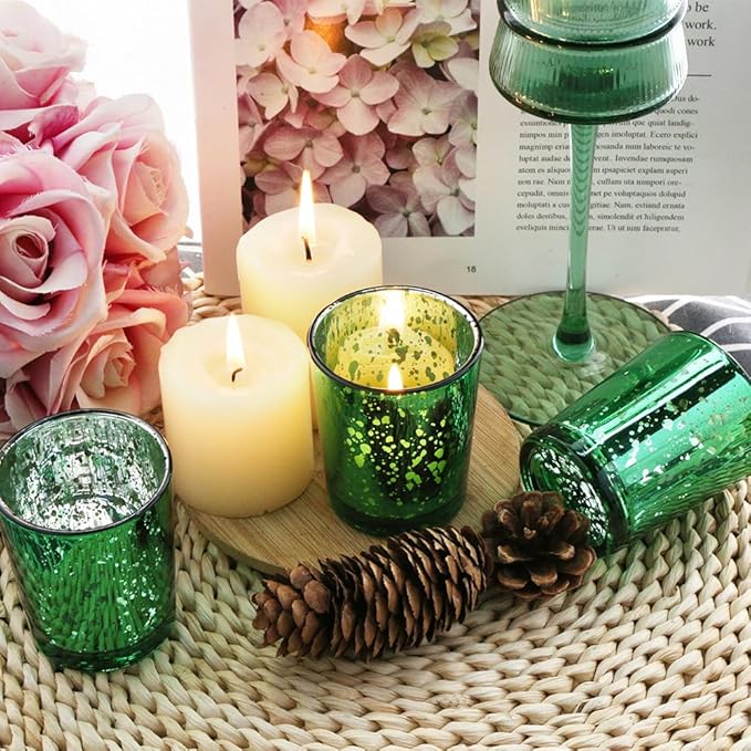 Green Mercury Glass Tea Light Holders Set of 36 - Image 3