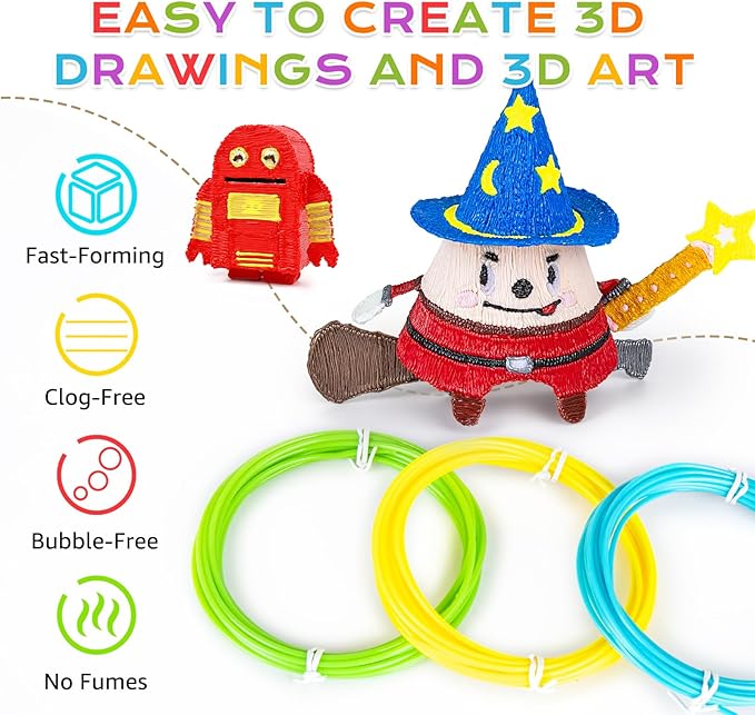 FIROS 3D Pen Filament Refills, 18 Colors 3D Pen PLA Filament, Each Color 10 Feet - Image 2