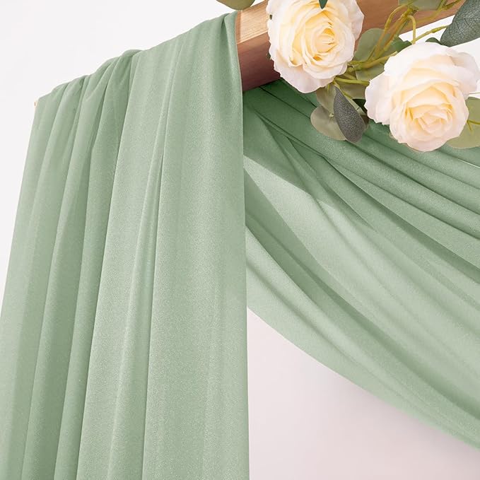 MLMC Sage Green Wedding Arch Draping Fabric 1 Panel 29" x 20 FT Extra Long - Image 2