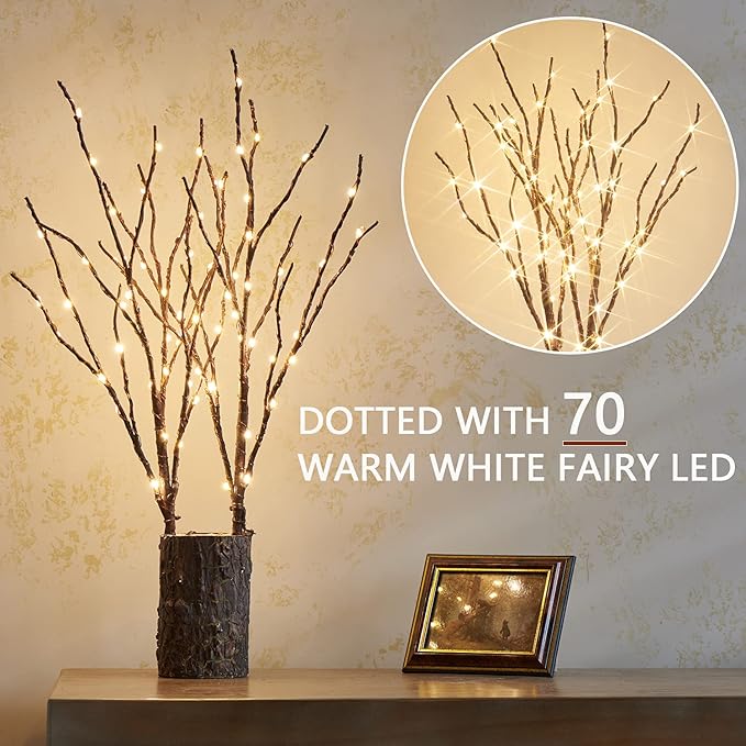 Fudios Lighted Branches with Timer 70 LED Fairy Lights 18in Battery Operated - Image 3
