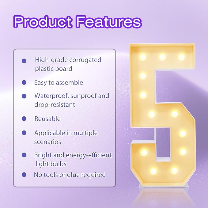 4FT Plastic Marquee Numbers 5 - Image 2