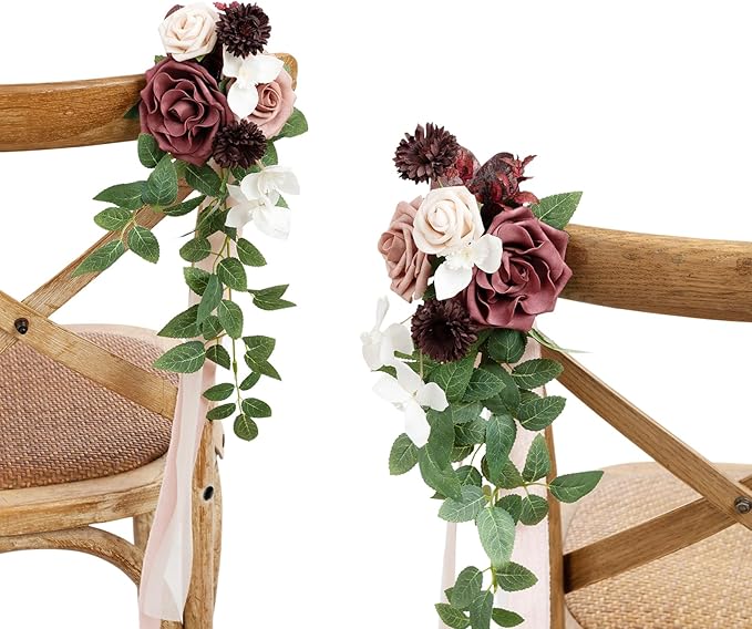 Ling's Moment 8pcs Wedding Artificial Aisle Pew Flowers Chair Decorations by LingsMoment