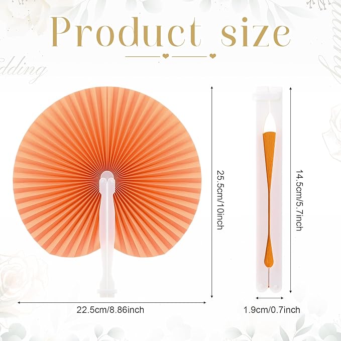 Pangda 24 Pack Folding Fans Round Paper Fans Assortment - Image 2