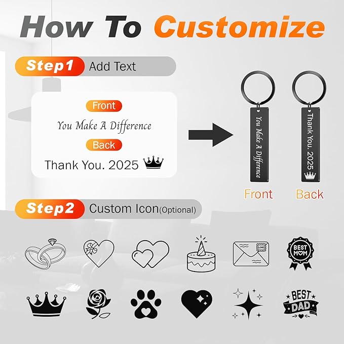 Custom Keychain with Picture, Personalized Photo Keychain with LOGO Text - Image 3