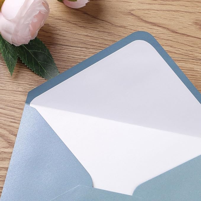 PONATIA 50 Pieces/lot A7 Envelopes, 5.25 X 7.25'' Matte Dusty Blue Envelopes - Image 7