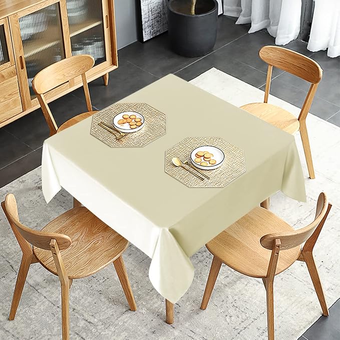 sancua 2 Pack Beige Tablecloth 54 x 54 Inch, Stain and Wrinkle Resistant Square - Image 3