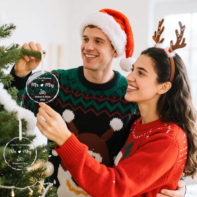 Our First Christmas As Mr & Mrs Ornament 2025, Personalized Christmas Ornaments - Image 4
