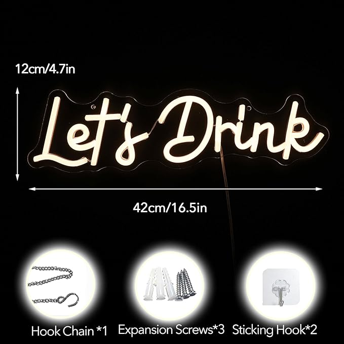Let's Drink Neon Sign, Bar Neon Sign - Image 5