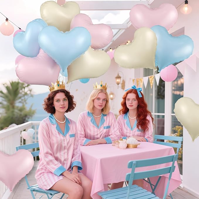 Pink Blue White Heart Balloons, 24Inch Large Heart Foil Balloons - Image 7