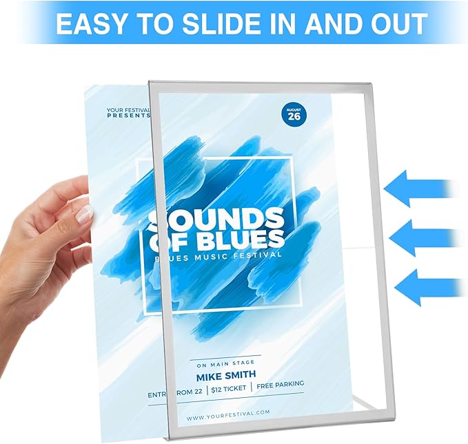 EHWINE 12 Pack Acrylic Sign Holder 8.5 x 11, Slanted Back Paper Holder Clear - Image 5