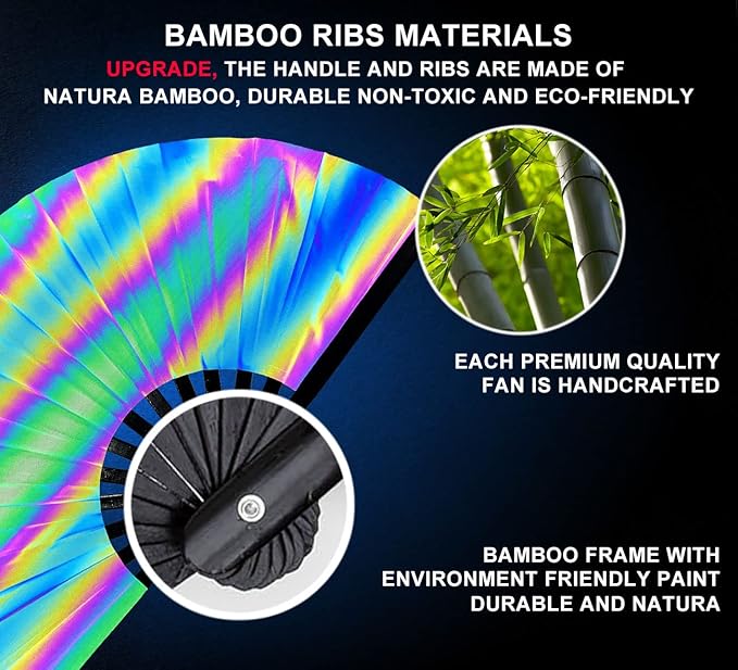 Amajiji Large Rave Folding Hand Fan Clacking Fans - Image 4