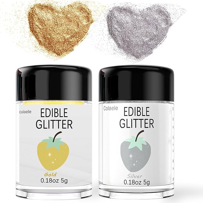Gold Silver Edible Glitter Glimmer Powder by Enjoyyourcolorfullife