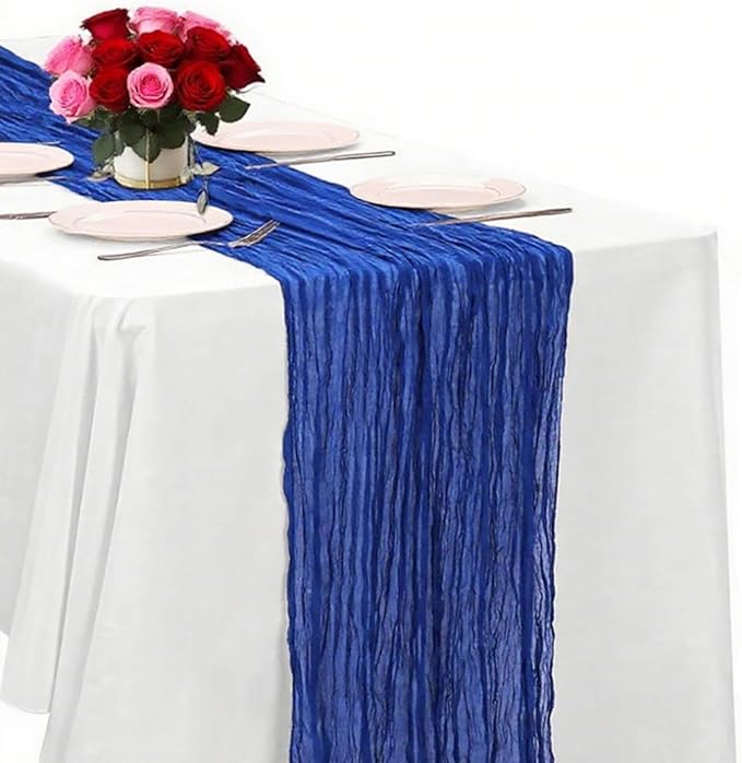 Blue Cheesecloth Table Runner -21*120Inch Long Boho Wedding Table Decor by MIRRASMIRROR