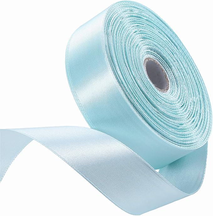 1 Inch Light Blue Satin Ribbon 50 Yards Solid Fabric Ribbons by Celadora