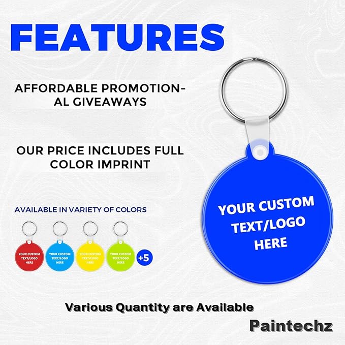 Custom Round Soft Keychains 100 Pack, Personalized Logo, Text Bulk - Image 2