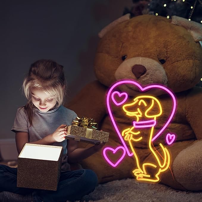 Love Dog Neon Sign USB Powered Pink Love Neon Light - Image 7