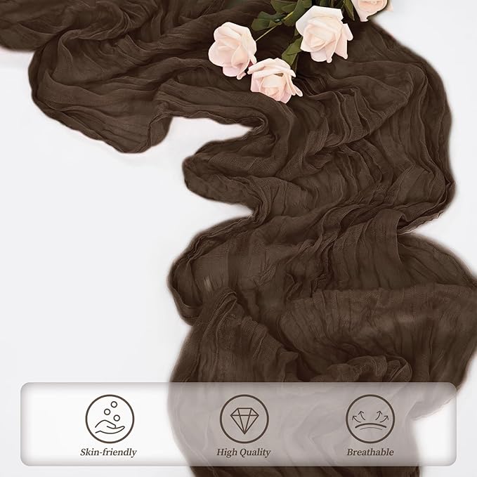 10FT 12 Pack Brown Cheesecloth Table Runner 20 x 120 Inch Long Boho Fabric - Image 5