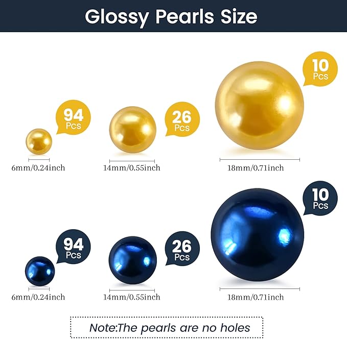 260Pcs Navyblue&Gold Glossy Beads - Image 2