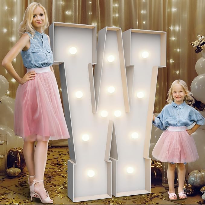 4FT Marquee Light Up Letters W, Party Decoration Large Marquee Light Up Letters by Teebloom