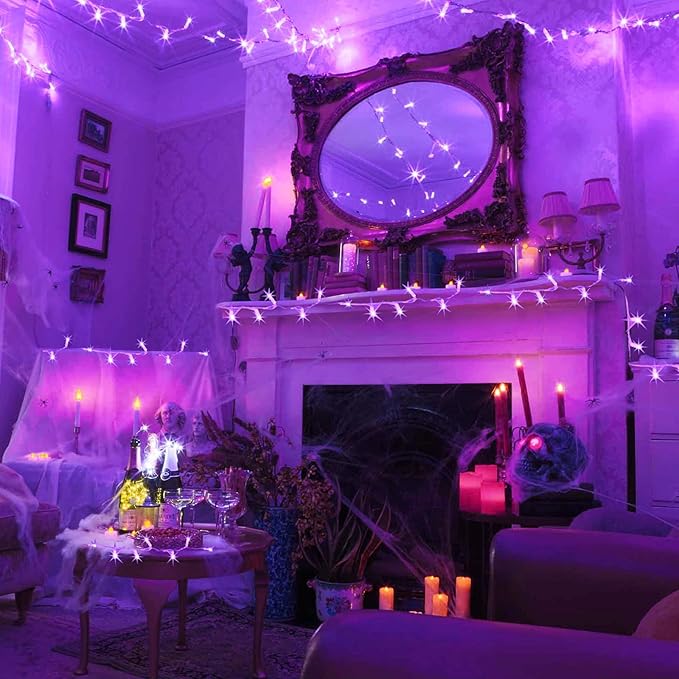 JMEXSUSS 91.5ft 250 LED Purple String Lights Indoor, Connectable 8 Modes Purple - Image 5