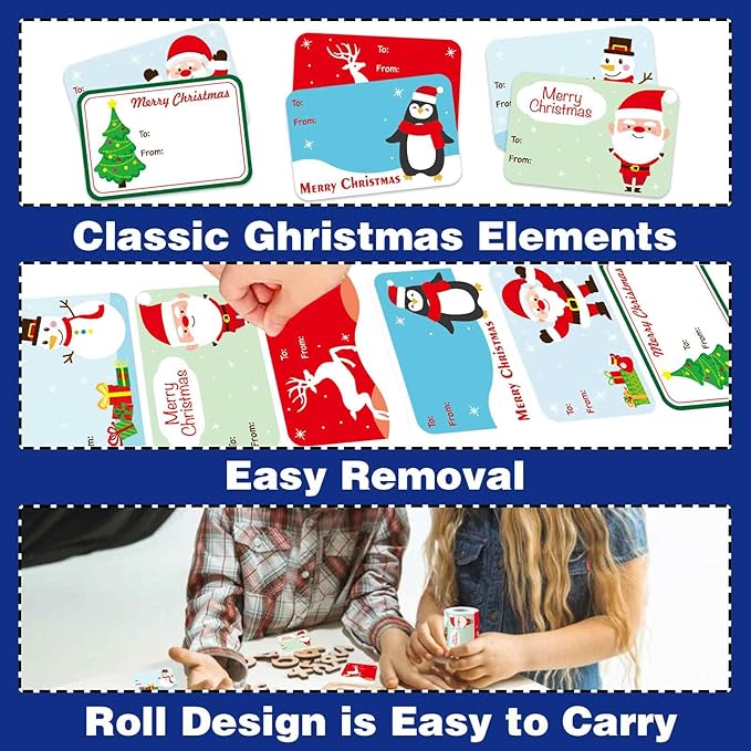 300PCS Christmas Gift Tags Stickers, Self-Adhesive Christmas Name Tags - Image 5
