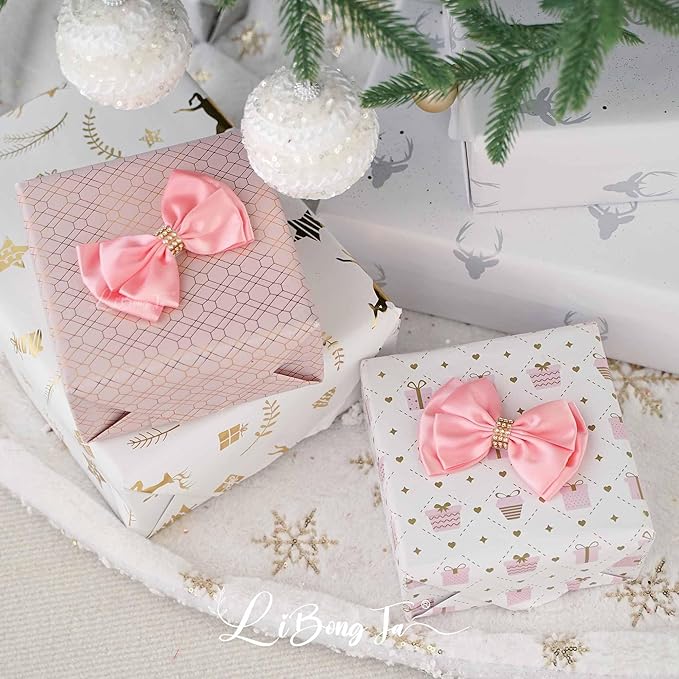 Pink Ribbon Bow 4'' Premade Pink Satin Bow, Gift Bows - Image 6