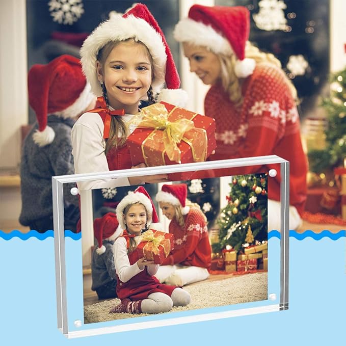 HELPLEX 5 Pack 4x6 Acrylic Picture Frames, 20mm Thicker Frameless Clear Frame - Image 3