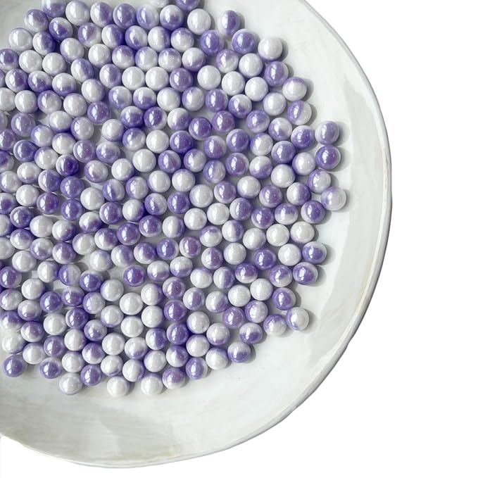 Edible Purple White Pearl Sugar Sprinkles Candy Baking Edible Cake Decorations by Weraru