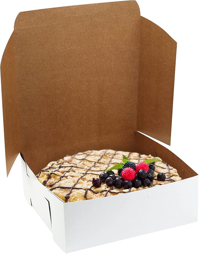MT Products White Cake Boxes 8" x 8" x 3" - Image 2