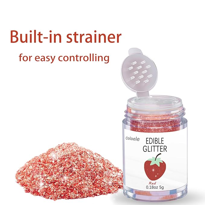 Red Edible Glitter Glimmer Powder - Image 2
