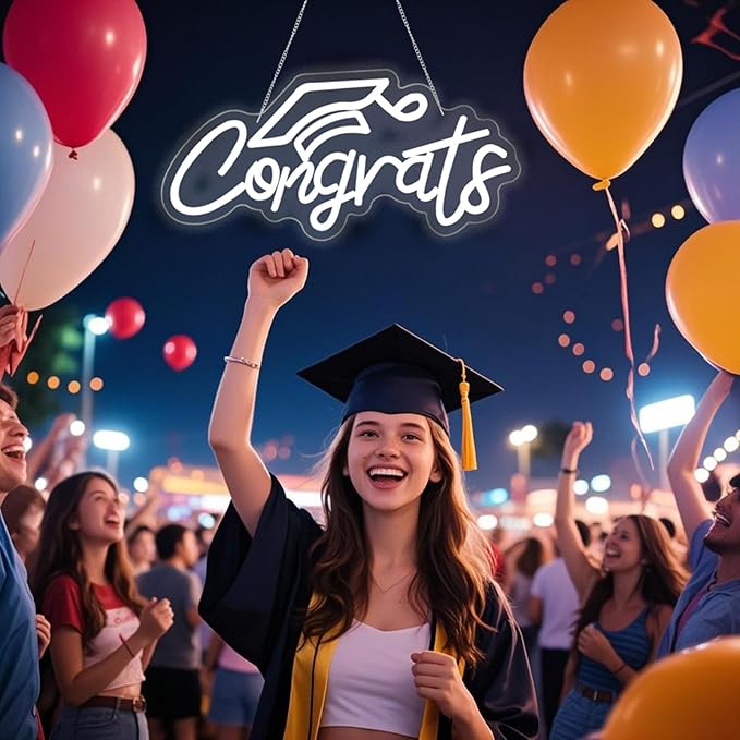Congrats Grad Neon Sign for Backdrop wall decor，Dimmable USB Powered Light Up - Image 5