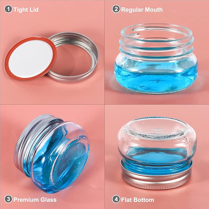 BETROME 4 oz Mason Jars, 24 Pack 120ml Glass Canning Jars - Image 3
