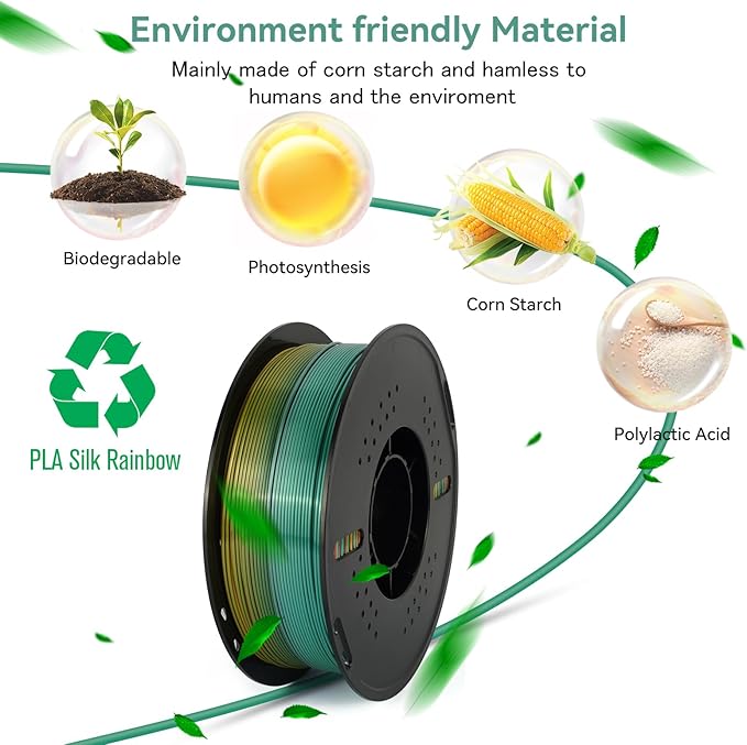 Kingroon Silk PLA Filament 1.75mm Rainbow Color Changing Filament 3D Printer - Image 6