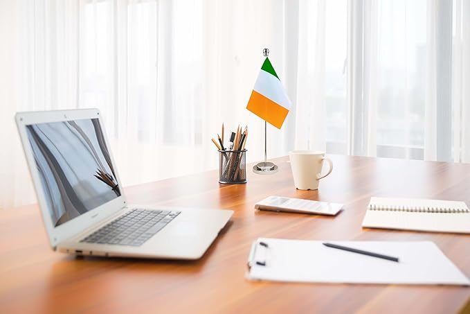 Ireland Irish Deluxe Desk Flag Set Small Mini Miniature Ireland Irish Table - Image 3