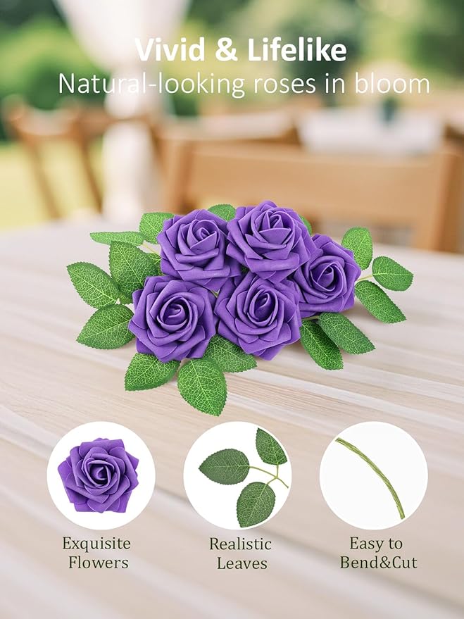 N&T NIETING Artificial Flowers Purple Roses - Image 7