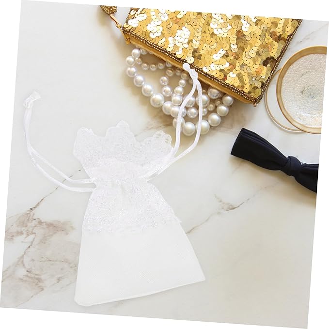 STOBOK 40Pcs White Lace Drawstring Jewelry Bags, Small Organza Bags, Lace - Image 4