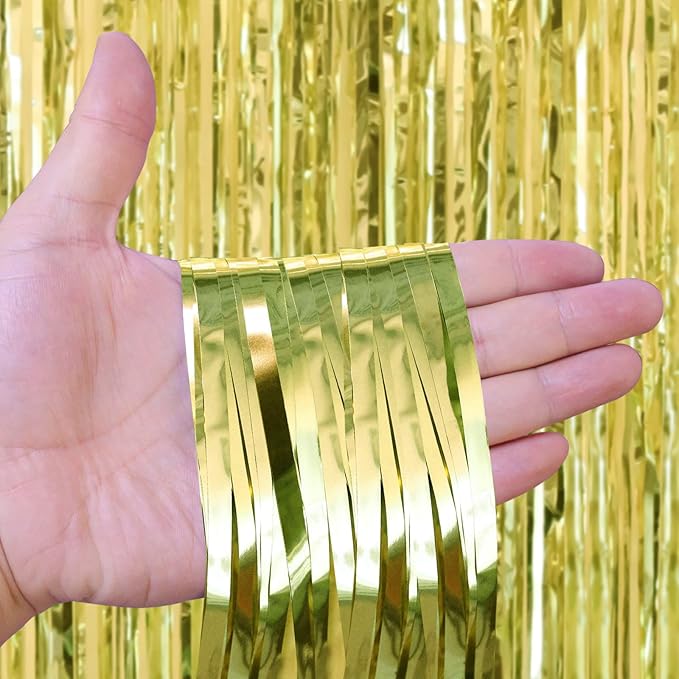 2 Pack Light Green Fringe Curtains Foil Shiny Fringe Backdrop Tinsel Door - Image 3