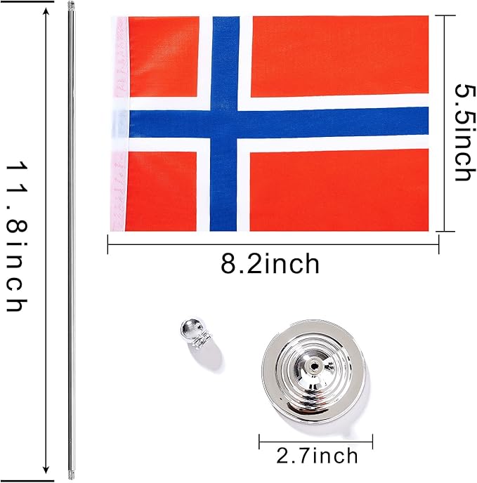 ZXvZYT 2 Pack Norway flag Norwegian Table Flag Small Mini Norwegian Desk Flags - Image 2