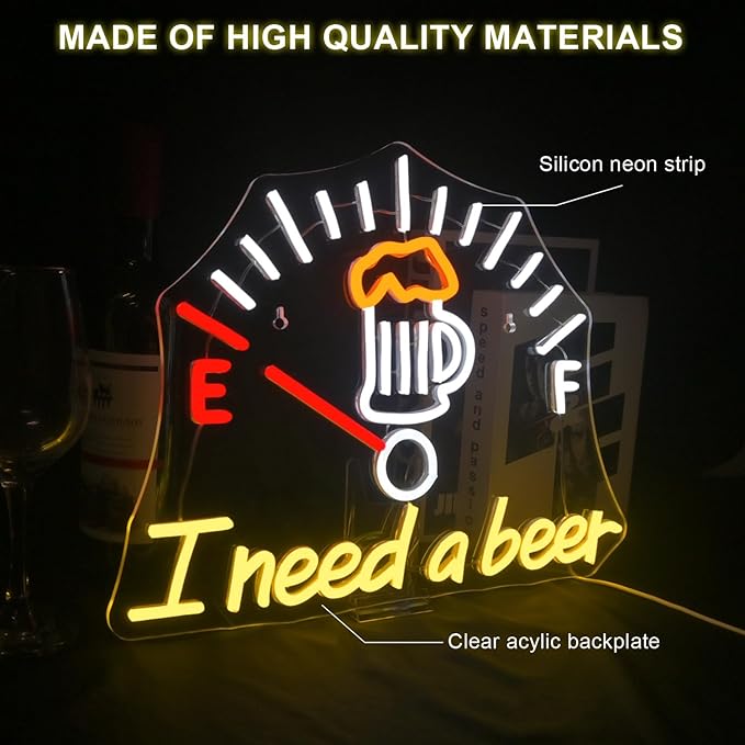 I Need a Beer Neon Sign, LED Neon Light Bar Wall Decor - Image 2