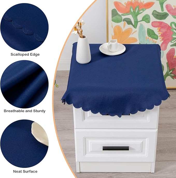 Small Round Navy Tablecloth 24 Inch Polyester Fabric Washable Table Cover - Image 4